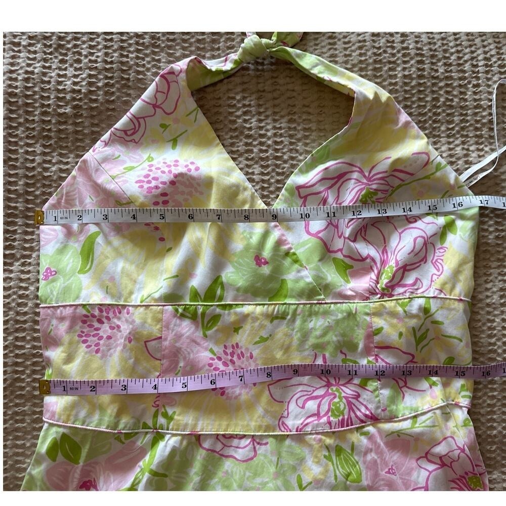 Lilly Pulitzer Vintage Floral Halter Midi Dress | Pink‎ & Green | Size 12 - Picture 3 of 5